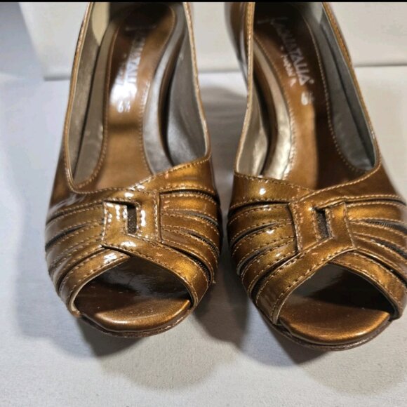 aquatalia by marvin k copper heels women sz6.5 open toe, heel defect - Picture 3 of 11